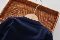 Load image into Gallery viewer, 2 Pieces Set Baby Kid Girls Solid Color Cardigan And Striped Knitwear Dresses Wholesale 220927357
