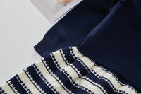 Load image into Gallery viewer, 2 Pieces Set Baby Kid Girls Solid Color Cardigan And Striped Knitwear Dresses Wholesale 220927357
