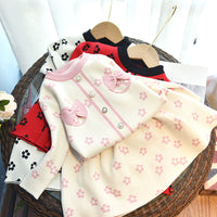 Load image into Gallery viewer, 2 Pieces Set Baby Kid Girls Bow Crochet Sweaters And Knitwear Skirts Wholesale 220927358
