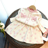 Load image into Gallery viewer, 2 Pieces Set Baby Kid Girls Bow Crochet Sweaters And Knitwear Skirts Wholesale 220927358
