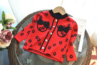 Load image into Gallery viewer, 2 Pieces Set Baby Kid Girls Bow Crochet Sweaters And Knitwear Skirts Wholesale 220927358
