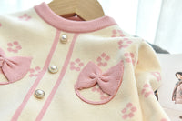 Load image into Gallery viewer, 2 Pieces Set Baby Kid Girls Bow Crochet Sweaters And Knitwear Skirts Wholesale 220927358
