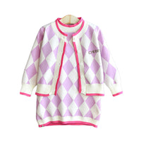 Load image into Gallery viewer, 2 Pieces Set Baby Kid Girls Letters Checked Embroidered Dresses And Jackets Outwears Wholesale 22092741
