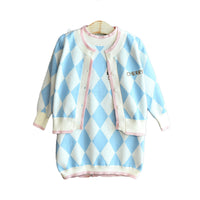 Load image into Gallery viewer, 2 Pieces Set Baby Kid Girls Letters Checked Embroidered Dresses And Jackets Outwears Wholesale 22092741
