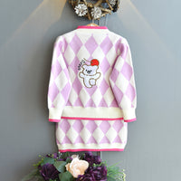 Load image into Gallery viewer, 2 Pieces Set Baby Kid Girls Letters Checked Embroidered Dresses And Jackets Outwears Wholesale 22092741
