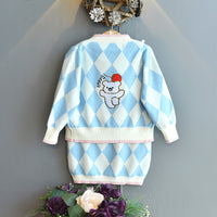 Load image into Gallery viewer, 2 Pieces Set Baby Kid Girls Letters Checked Embroidered Dresses And Jackets Outwears Wholesale 22092741
