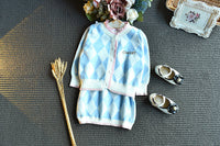 Load image into Gallery viewer, 2 Pieces Set Baby Kid Girls Letters Checked Embroidered Dresses And Jackets Outwears Wholesale 22092741
