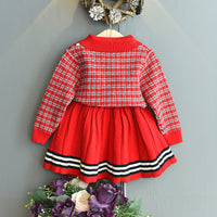 Load image into Gallery viewer, 2 Pieces Set Baby Kid Girls Checked Sweaters And Striped Skirts Wholesale 22092742

