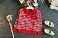 Load image into Gallery viewer, 2 Pieces Set Baby Kid Girls Checked Sweaters And Striped Skirts Wholesale 22092742
