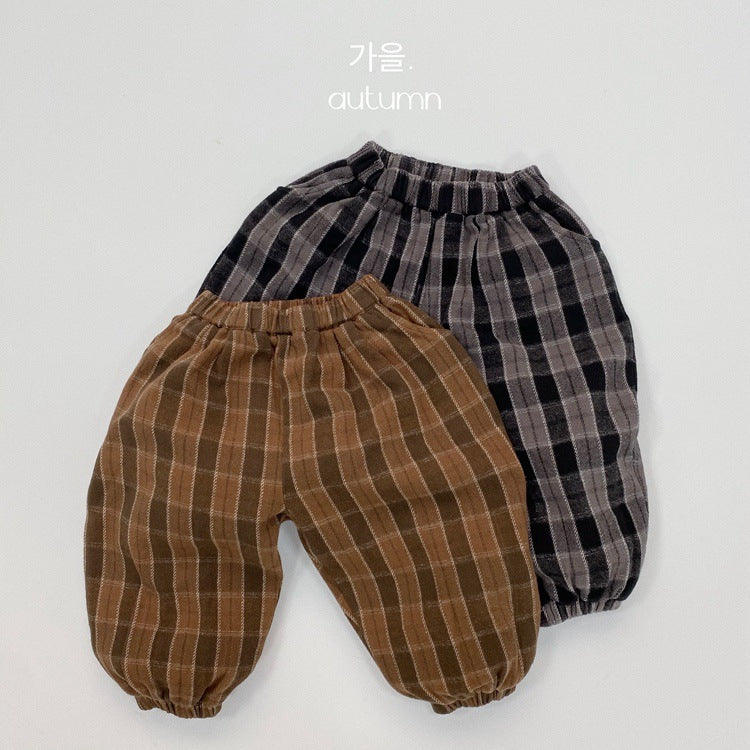 Baby Kid Unisex Checked Pants Wholesale 220927456