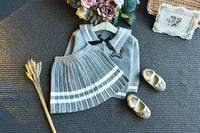 Load image into Gallery viewer, 2 Pieces Set Baby Kid Girls Color-blocking Bow Crochet Cardigan And Skirts Wholesale 22092750
