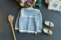 Load image into Gallery viewer, 2 Pieces Set Baby Kid Girls Color-blocking Bow Crochet Cardigan And Skirts Wholesale 22092750
