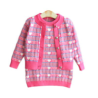 Load image into Gallery viewer, 2 Pieces Set Baby Kid Girls Valentine&#39;s Day Letters Love heart Crochet Cardigan And Dresses Wholesale 22092753
