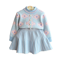 Load image into Gallery viewer, 2 Pieces Set Baby Kid Girls Color-blocking Crochet Sweaters And Skirts Wholesale 22092754
