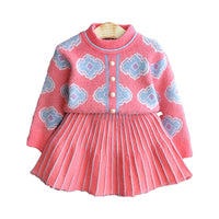 Load image into Gallery viewer, 2 Pieces Set Baby Kid Girls Color-blocking Crochet Sweaters And Skirts Wholesale 22092754
