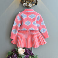 Load image into Gallery viewer, 2 Pieces Set Baby Kid Girls Color-blocking Crochet Sweaters And Skirts Wholesale 22092754

