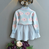 Load image into Gallery viewer, 2 Pieces Set Baby Kid Girls Color-blocking Crochet Sweaters And Skirts Wholesale 22092754

