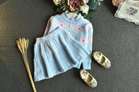 Load image into Gallery viewer, 2 Pieces Set Baby Kid Girls Color-blocking Crochet Sweaters And Skirts Wholesale 22092754
