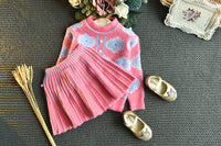 Load image into Gallery viewer, 2 Pieces Set Baby Kid Girls Color-blocking Crochet Sweaters And Skirts Wholesale 22092754
