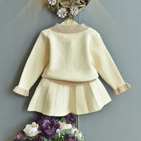 Load image into Gallery viewer, 2 Pieces Set Baby Kid Girls Color-blocking Crochet Cardigan And Solid Color Skirts Wholesale 22092756
