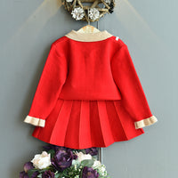 Load image into Gallery viewer, 2 Pieces Set Baby Kid Girls Color-blocking Crochet Cardigan And Solid Color Skirts Wholesale 22092756
