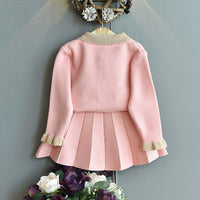 Load image into Gallery viewer, 2 Pieces Set Baby Kid Girls Color-blocking Crochet Cardigan And Solid Color Skirts Wholesale 22092756
