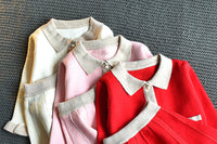 Load image into Gallery viewer, 2 Pieces Set Baby Kid Girls Color-blocking Crochet Cardigan And Solid Color Skirts Wholesale 22092756
