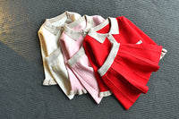 Load image into Gallery viewer, 2 Pieces Set Baby Kid Girls Color-blocking Crochet Cardigan And Solid Color Skirts Wholesale 22092756
