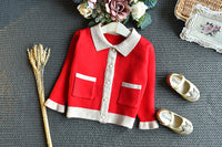 Load image into Gallery viewer, 2 Pieces Set Baby Kid Girls Color-blocking Crochet Cardigan And Solid Color Skirts Wholesale 22092756
