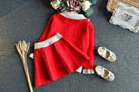 Load image into Gallery viewer, 2 Pieces Set Baby Kid Girls Color-blocking Crochet Cardigan And Solid Color Skirts Wholesale 22092756
