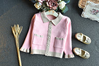 Load image into Gallery viewer, 2 Pieces Set Baby Kid Girls Color-blocking Crochet Cardigan And Solid Color Skirts Wholesale 22092756
