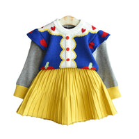 Load image into Gallery viewer, 2 Pieces Set Baby Kid Girls Color-blocking Crochet Sweaters And Solid Color Skirts Wholesale 22092757
