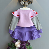 Load image into Gallery viewer, 2 Pieces Set Baby Kid Girls Color-blocking Crochet Sweaters And Solid Color Skirts Wholesale 22092757
