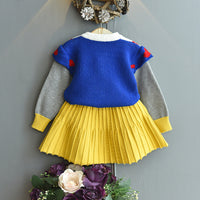 Load image into Gallery viewer, 2 Pieces Set Baby Kid Girls Color-blocking Crochet Sweaters And Solid Color Skirts Wholesale 22092757
