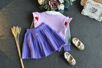 Load image into Gallery viewer, 2 Pieces Set Baby Kid Girls Color-blocking Crochet Sweaters And Solid Color Skirts Wholesale 22092757
