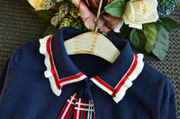 Load image into Gallery viewer, 2 Pieces Set Baby Kid Girls Color-blocking Crochet Sweaters And Checked Skirts Wholesale 22092760
