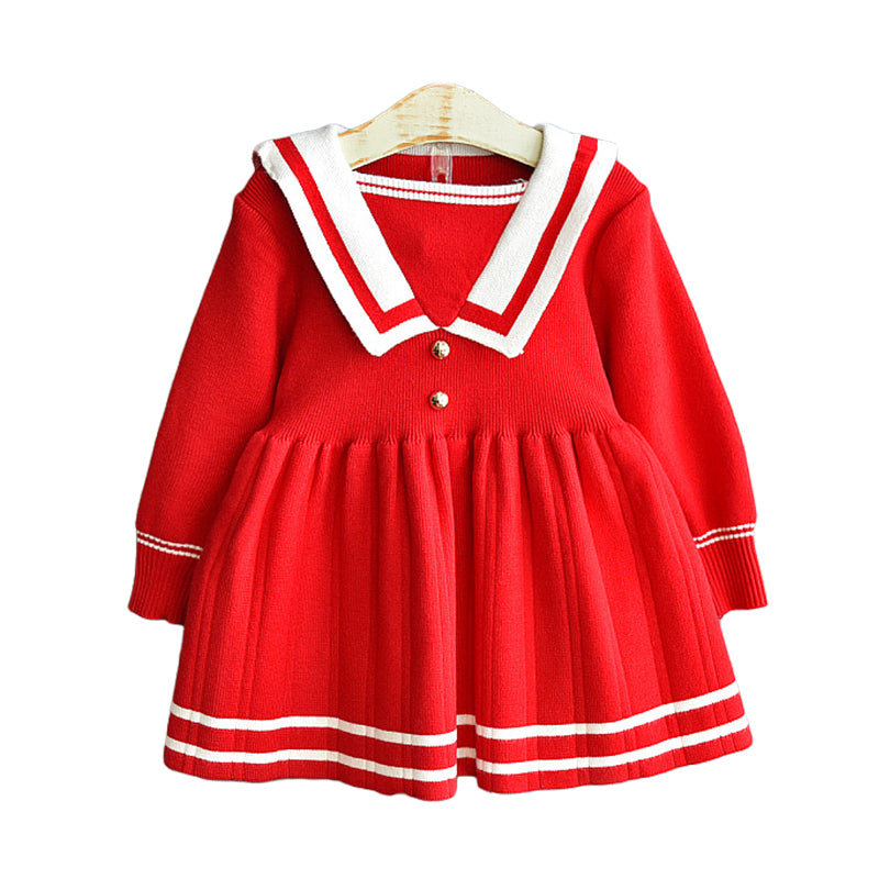 Baby Kid Girls Striped Crochet Dresses Wholesale 22092762