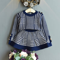 Load image into Gallery viewer, 2 Pieces Set Baby Kid Girls Checked Crochet Tops And Skirts Wholesale 22092764

