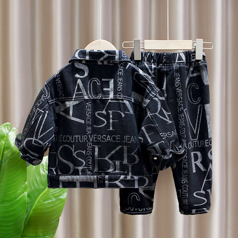 2 Pieces Set Baby Kid Boys Letters Jackets Outwears And Pants Wholesale 220929102