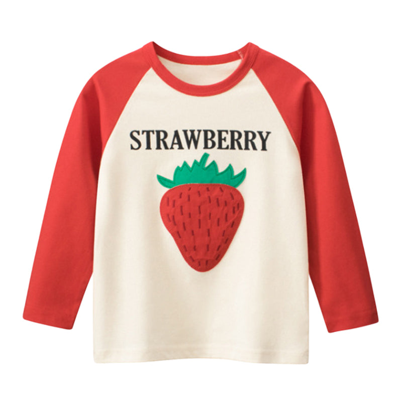 Baby Kid Girls Letters Color-blocking Fruit Tops Wholesale 2209291059