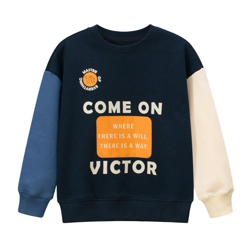 Kid Big Kid Unisex Letters Color-blocking Hoodies Swearshirts Wholesale 2209291061