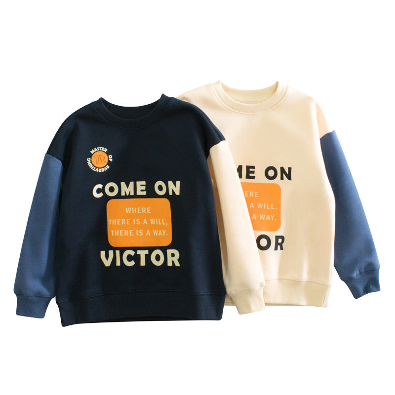 Kid Big Kid Unisex Letters Color-blocking Hoodies Swearshirts Wholesale 2209291061