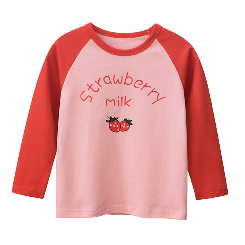 Baby Kid Girls Letters Color-blocking Fruit Print Tops Wholesale 220929259