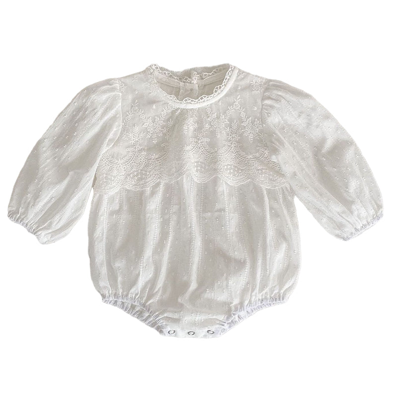 Baby Girls Solid Color Lace Rompers Wholesale 220929267
