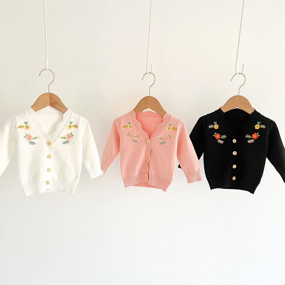 Baby Girls Flower Embroidered Cardigan Wholesale 220929277