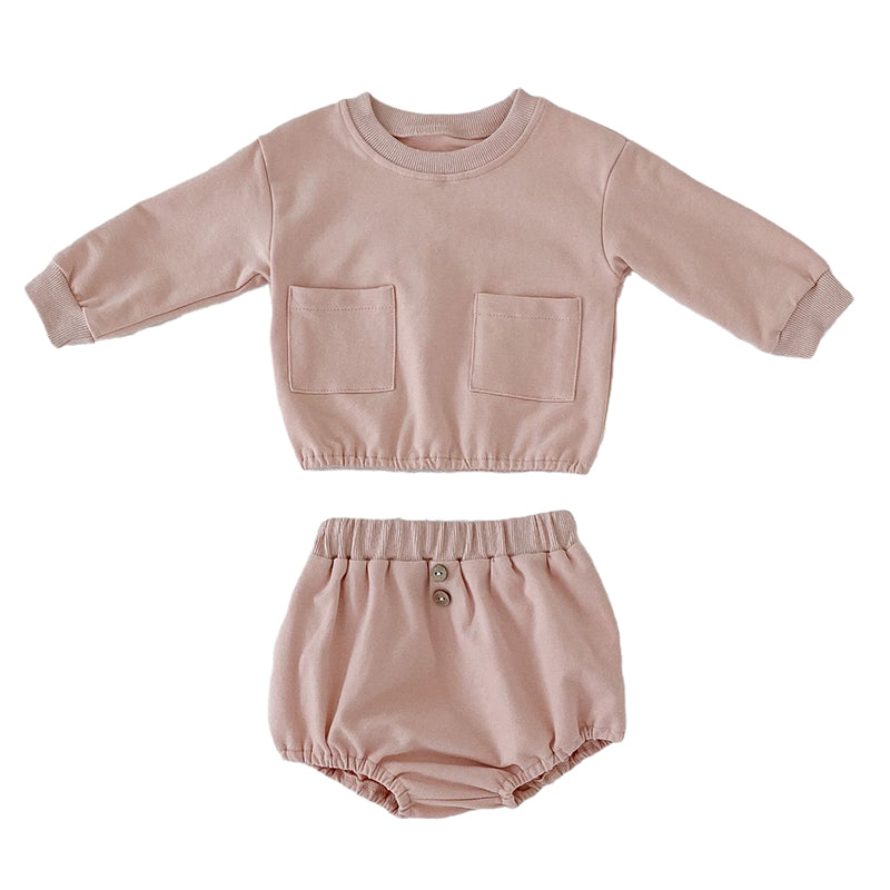 2 Pieces Set Baby Unisex Solid Color Hoodies Swearshirts And Shorts Wholesale 220929283