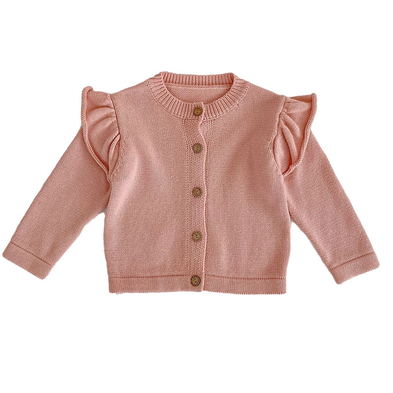 Baby Girls Solid Color Cardigan Knitwear Wholesale 220929285