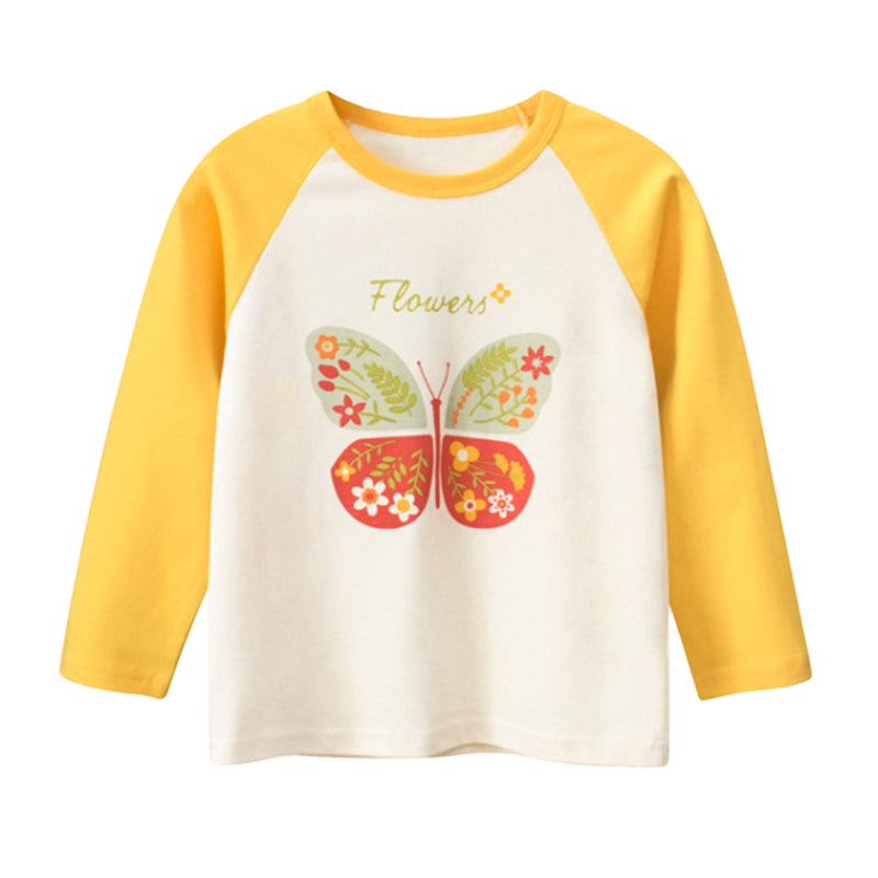 Baby Kid Girls Butterfly Print Tops Wholesale 220929296