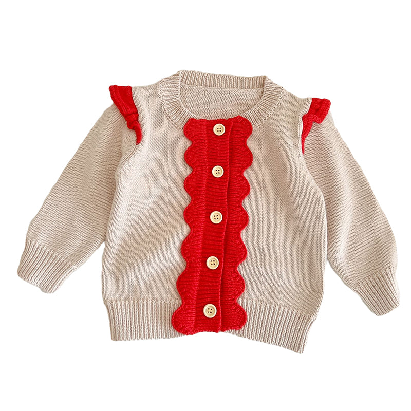 Baby Girls Color-blocking Crochet Cardigan Wholesale 220929298