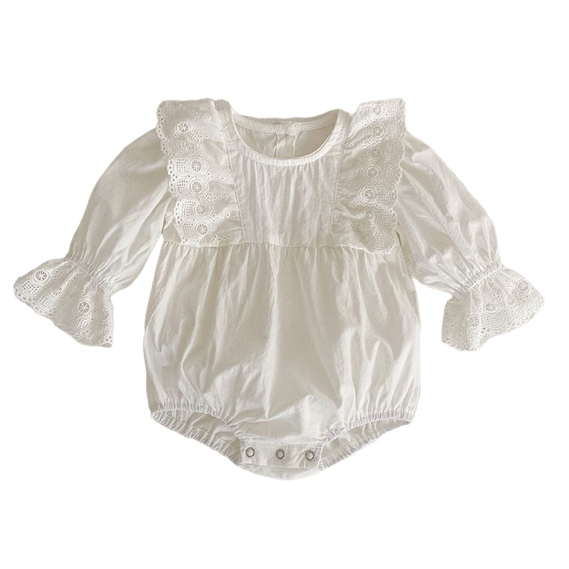 Baby Girls Solid Color Lace Rompers Wholesale 220929315